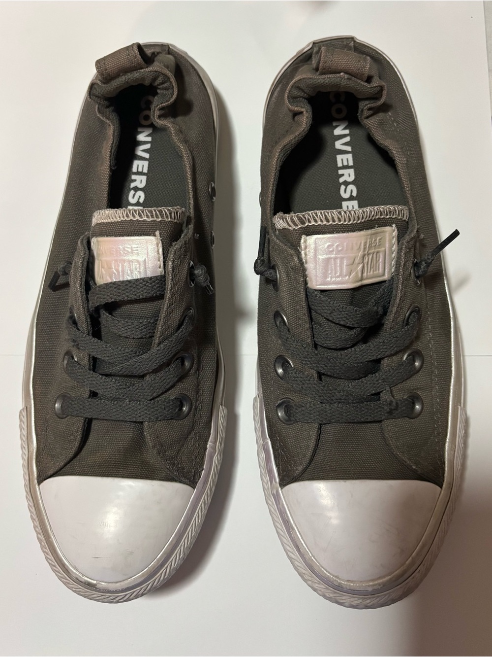 Shoreline Converse Low Top Sneakers in Dark Olive Green with White Toe Cap